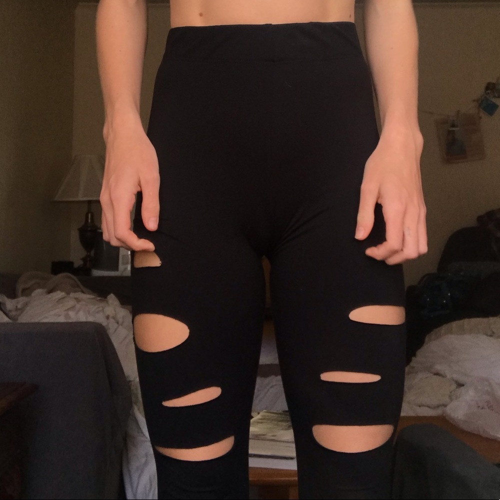 Black Leggings With Holes